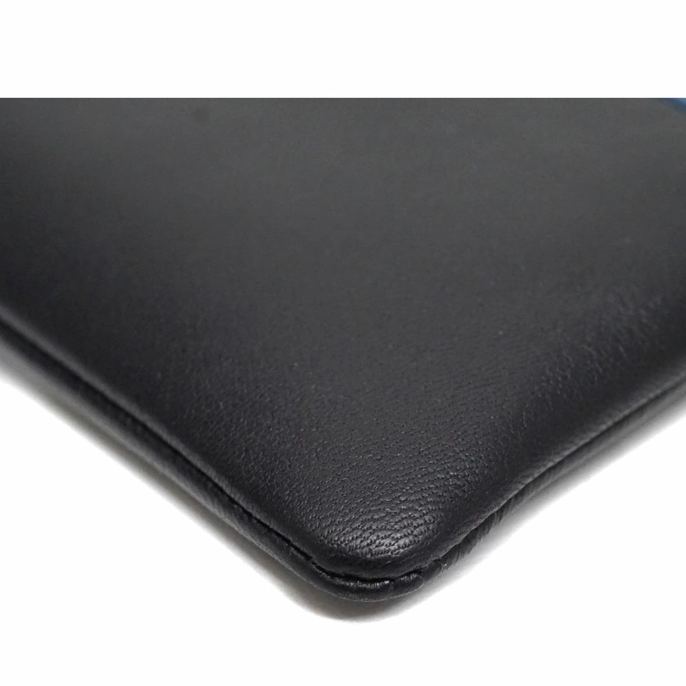 Celine Bicolor Clutch Bag Shoulder Leather Blue Black - Picture 4 of 11